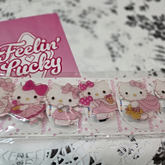 10 Hello Kitty Pink Hair Clips - Picture 6 of 9